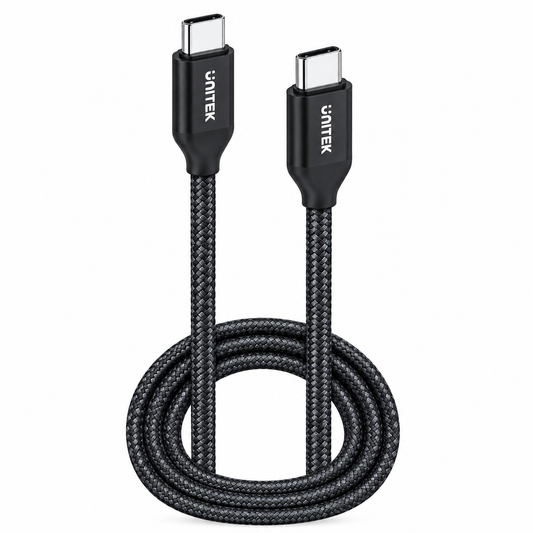 UNITEK USB-C to USB-C 100W PD Fast Charging Cable – 2M Nylon Braided, 480Mbps