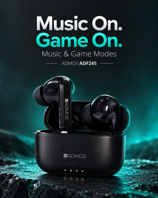 ADMOS ADF245 Wireless Earbuds – Music & Game Modes