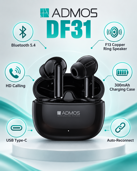 ADMOS DF31 Wireless Earbuds – Bluetooth 5.4 & Hi-Fi Sound