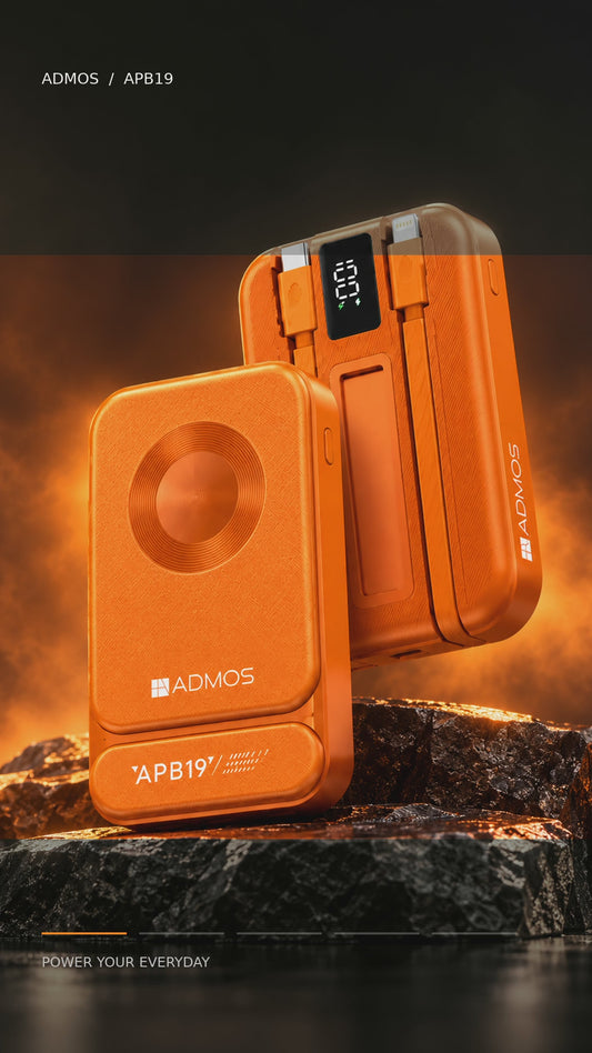 Admos APB19 10,000mAh Fast Charging Power Bank – LED Digital Display, Dual Output
